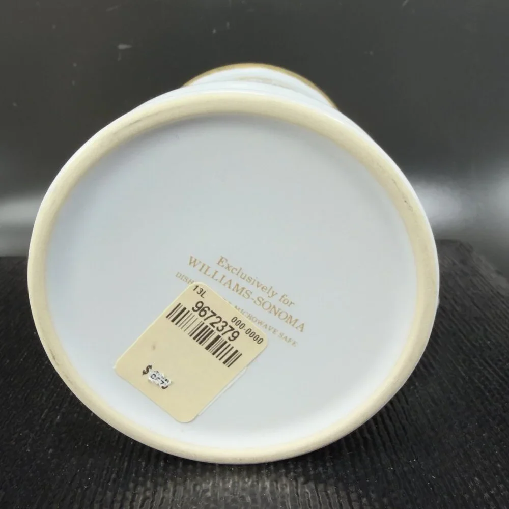 Williams Sonoma Brushed Gold Monogram Letter C Ceramic White Gold Coffee Mug Cup